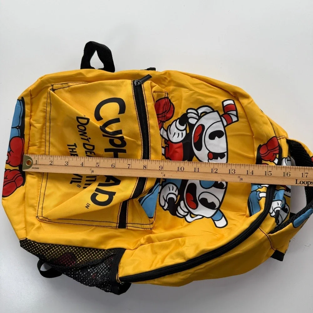 Cuphead And MugMan Loungefly‎ Dont Deal with the Devil Backpack Yellow Full Size